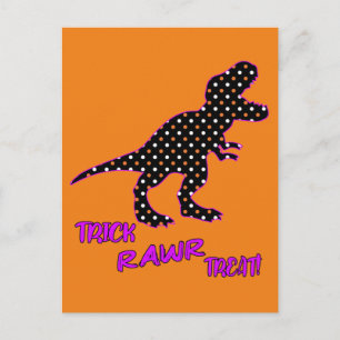 Cartão Postal Trick RAWR Treat! - Tiranossauro Rex de Halloween