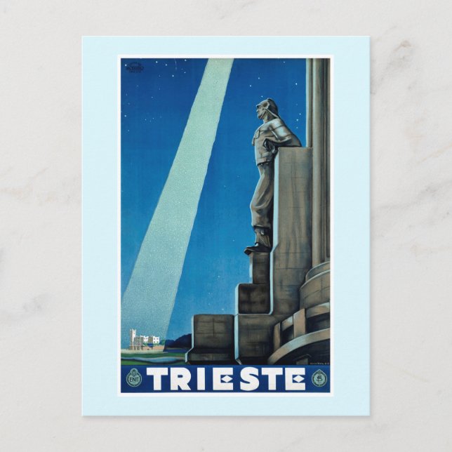 Cartão Postal Trieste Itália Viagens vintage Poster (Frente)