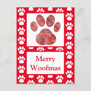 Cartão Postal Trilha Animal Silhouette Red White Feliz Natal