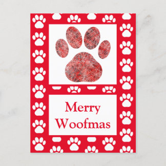 Cartão Postal Trilha Animal Silhouette Red White Feliz Natal