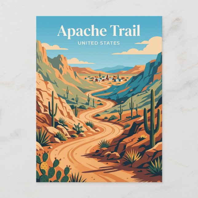 Cartão Postal Trilha Apache perto de Tortilla Flat Arizona (Frente)