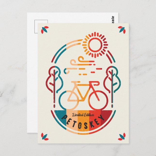 Cartão Postal Trilha de Bike de Petoskey Retro (Frente/Verso)