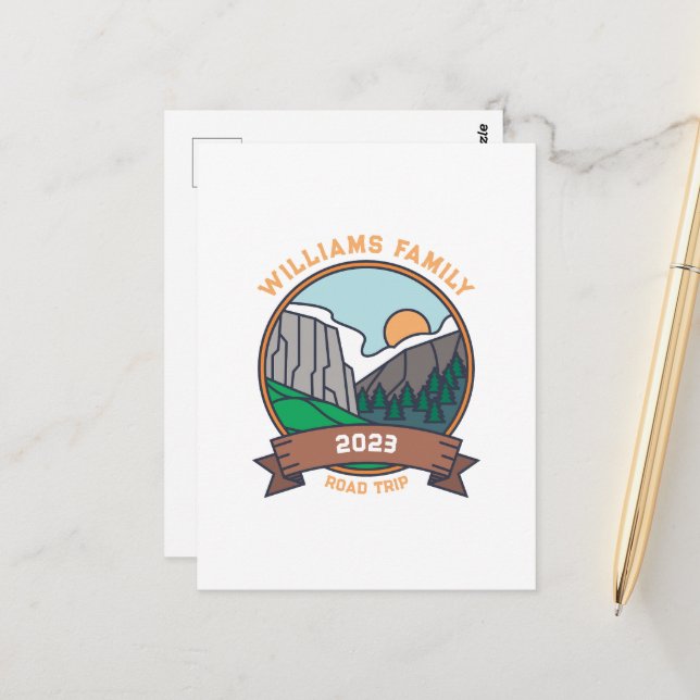 Cartão Postal Trilha de Reunião da Família Personalizada Montanh (Frente/Verso In Situ)