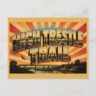 Cartão Postal Trilha High Trestle Iowa Ponte Vale do Rio Arte