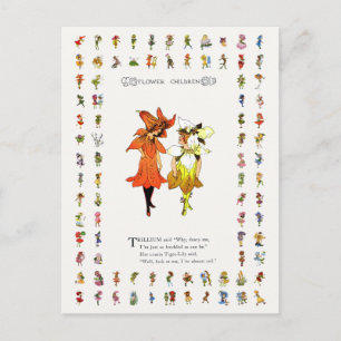 Cartão Postal Trillium e Tiger-Lily, Flores Whimsical