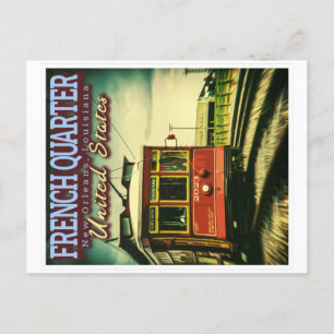 CARTÃO POSTAL TRIMESTRE FRANCÊS - STREETCARS NEW ORLEANS LOUISIA