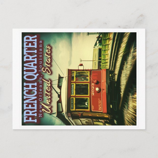 CARTÃO POSTAL TRIMESTRE FRANCÊS - STREETCARS NEW ORLEANS LOUISIA (Frente)