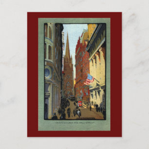 Cartão Postal Trinity Church e Wall Street