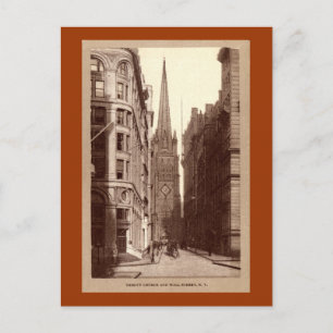 Cartão Postal Trinity Church, Wall Street, Nova Iorque 1910 V