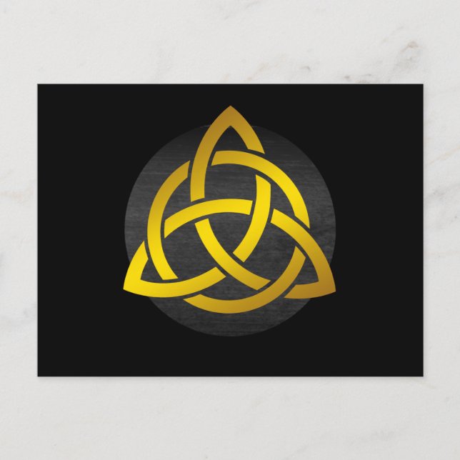 Cartão Postal Trinity Knot Celtic Black Dourado (Frente)