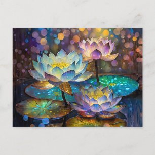 Cartão Postal Trio de Flores de Lótus Brilhantes