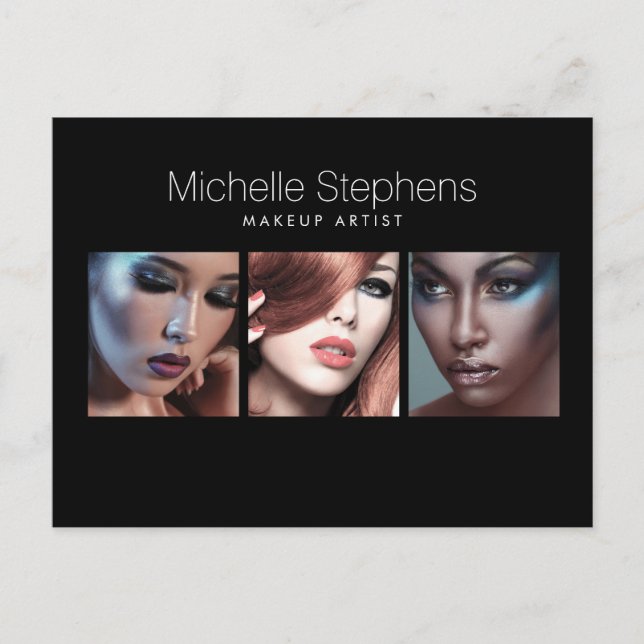 Cartão Postal Trio de Fotografias Modernas para Artistas de Make (Frente)