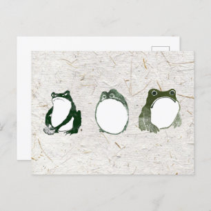 Cartão Postal Trio de Sapos Engraçados Japoneses Sapos do Século