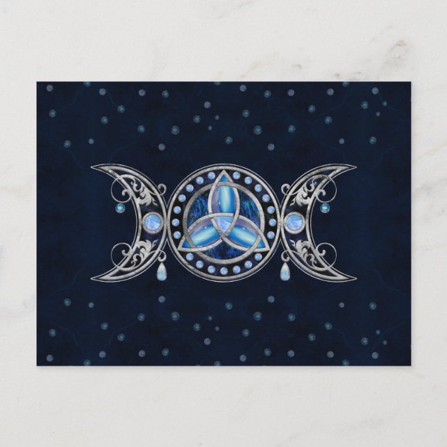 Cartão Postal Triple Moon Triquetra Ornament com Moonstone (Frente)