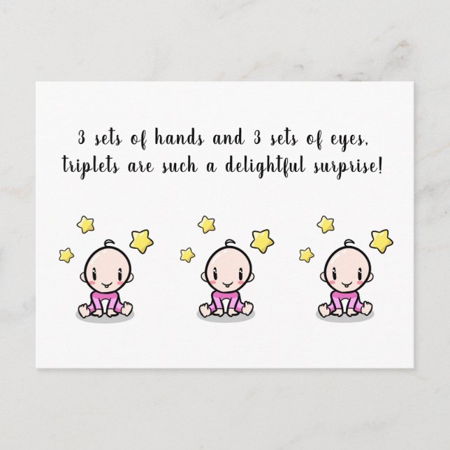 Cartão Postal triplos de placas de parabéns, triplos recém-nasci (Frente)