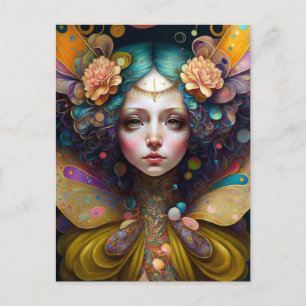 Cartão Postal Trippy Fairy Fantasy Art