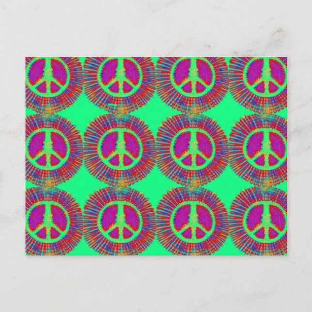 Cartão Postal Trippy Tie Psychedelic - Sinal de paz (Frente)