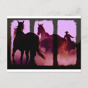 Cartão Postal Triptych de Cavalo Selvagem