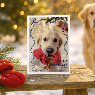 Cartão Postal Tripulação de Fita Vermelha Whimsical Foto de Pet 