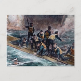 Cartão Postal Tripulação Titânica RMS Escapa os Sinks Behoth