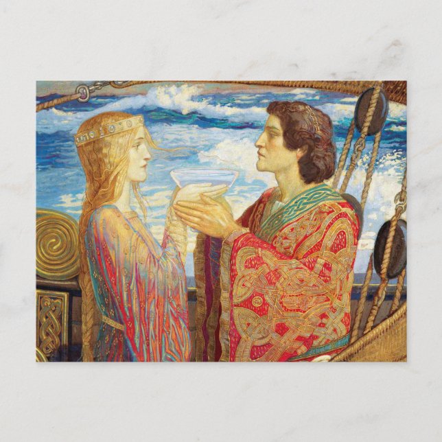 Cartão Postal Tristan e Isolde, c. 1912 por John Duncan (Frente)