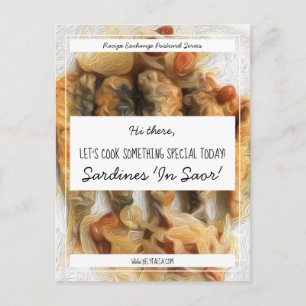 Cartão Postal Troca de Receitas de Feriado Branco e Preto Script
