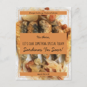 Cartão Postal Troca de Receitas de Outono com Letra Preta e Açaf