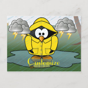 Cartão Postal Trocando Rainy Day Pinguin Thunder_Cove