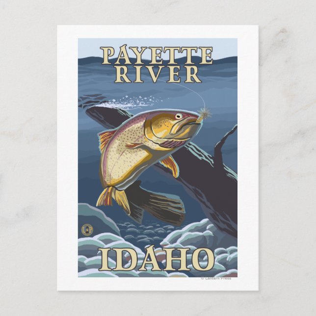 Cartão Postal Troço De Pesca De Trutas - Rio Payette, (Frente)