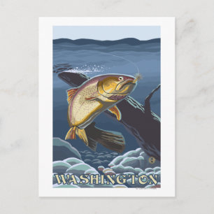 Cartão Postal Troço de pesca de trutas - Washington