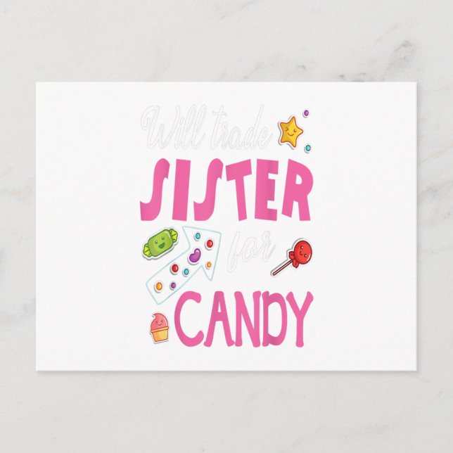 Cartão Postal Troco Irmã Por Doce Feliz Dia de Páscoa Presente (Frente)