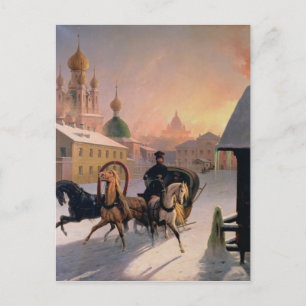 Cartão Postal Troika na Rua em São Petersburgo, década de 1850