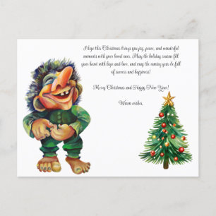 Cartão Postal Troll de Natal barato e Delícia de Árvore