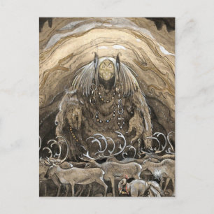 Cartão Postal “Trolls e Caribou” Aquarela de John Bauer