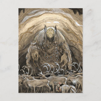 Cartão Postal “Trolls e Caribou” Aquarela de John Bauer