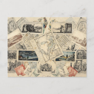 Cartão Postal Trompe l’oeil de um Mapa de Itália   P. Verburght