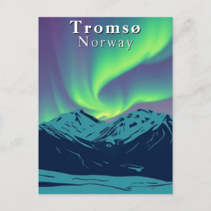 Cartão Postal Tromsø Norte da Noruega Aurora Borealis