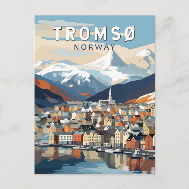 Cartão Postal Tromso Norway Viagem Art Vintage (Frente)