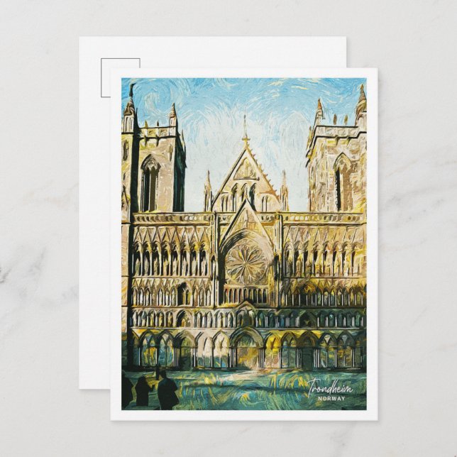 Cartão Postal Trondheim Norway Beauily Oil Painting (Frente/Verso)