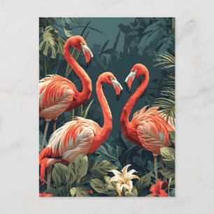 Cartão Postal Tropical Flamingo Paradise: Vintage Postcard