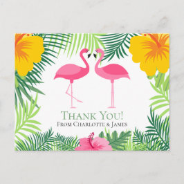 Cartão Postal Tropical Flamingo Rosa, Obrigado Casamento