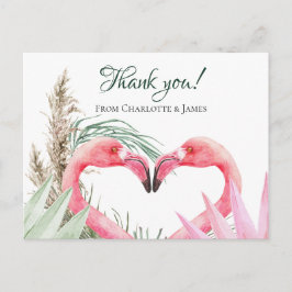 Cartão Postal Tropical Flamingo Rosa, Obrigado Casamento