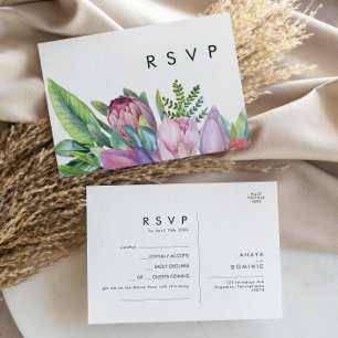 Cartão Postal Tropical Floral Colorida   RSVP de Solicitação d