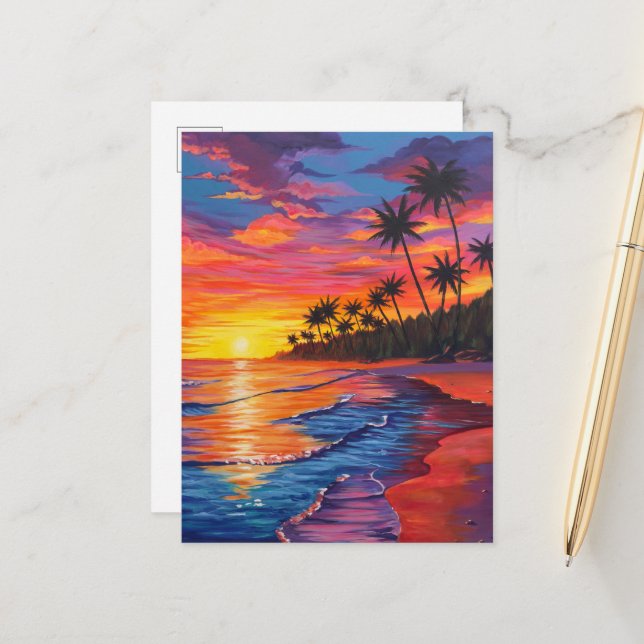Cartão Postal Tropical Sunset Postcard (Frente/Verso In Situ)