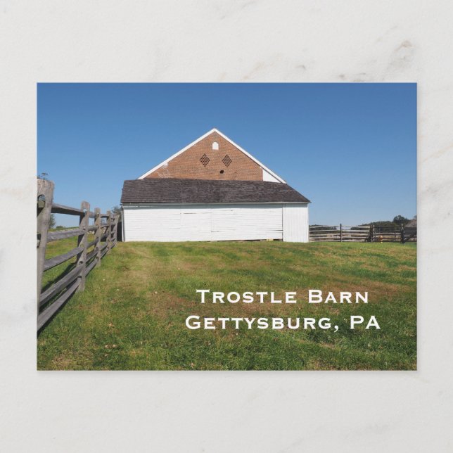 Cartão Postal Trostle Barn em Gettysburg PA (Frente)