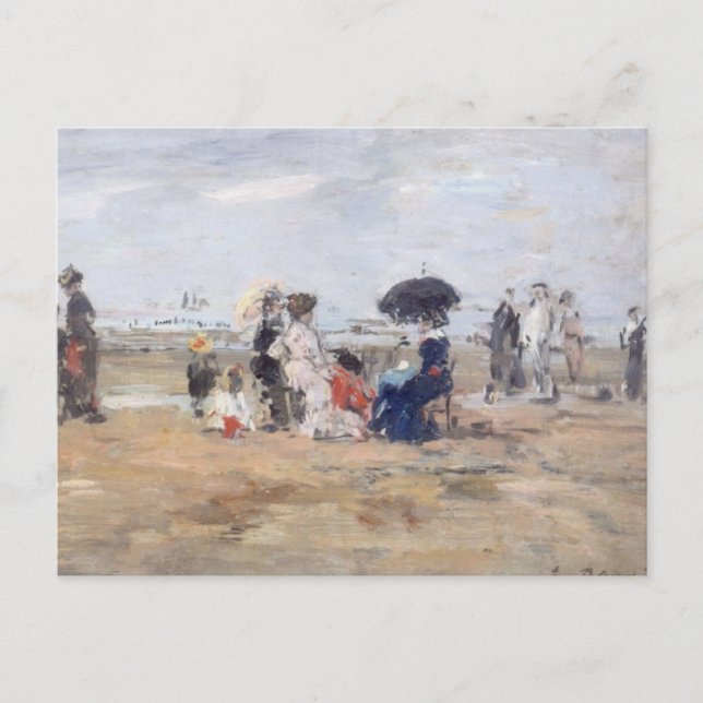 Cartão Postal Trouville, Scène de plage - Eugène Boudin (Frente)