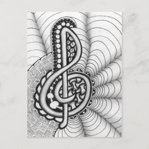 Cartão Postal Truble Clef Music Doodle