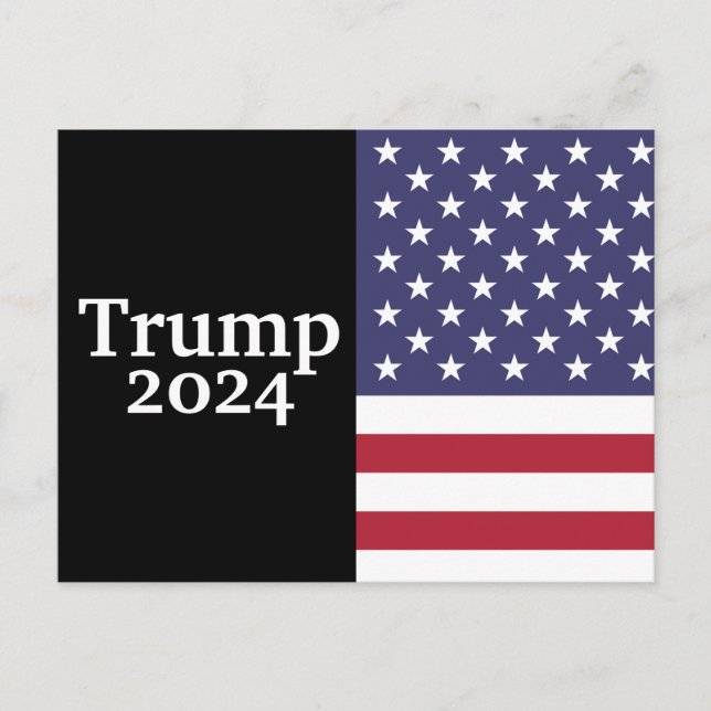 Cartão Postal Trump 2024 American Flag em Black (Frente)