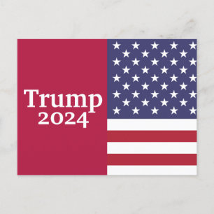 Cartão Postal Trump 2024 American Flag em Red