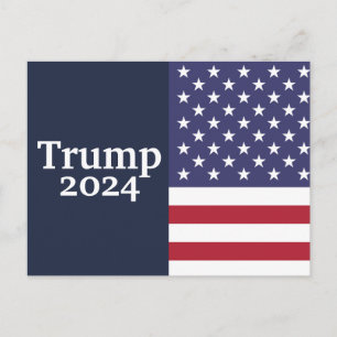 Cartão Postal Trump 2024 American Flag on Blue